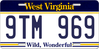 WV license plate 9TM969