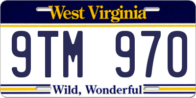 WV license plate 9TM970