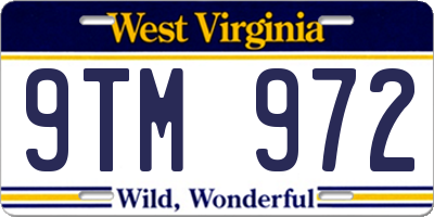 WV license plate 9TM972
