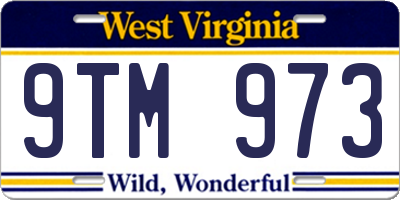 WV license plate 9TM973