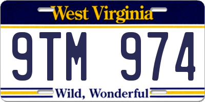 WV license plate 9TM974