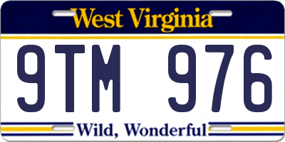 WV license plate 9TM976