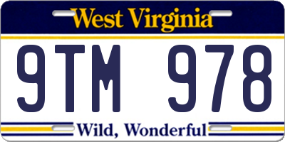 WV license plate 9TM978