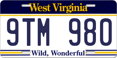 WV license plate 9TM980