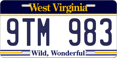 WV license plate 9TM983
