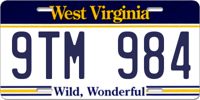 WV license plate 9TM984