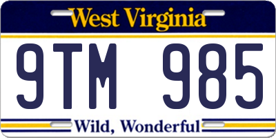 WV license plate 9TM985