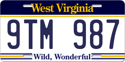 WV license plate 9TM987