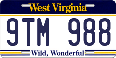 WV license plate 9TM988