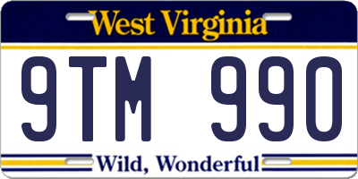 WV license plate 9TM990