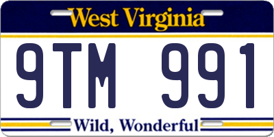 WV license plate 9TM991