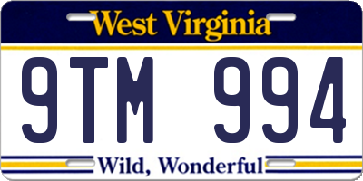 WV license plate 9TM994