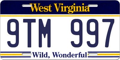 WV license plate 9TM997