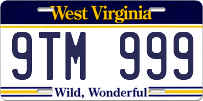 WV license plate 9TM999