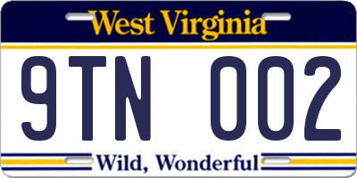 WV license plate 9TN002