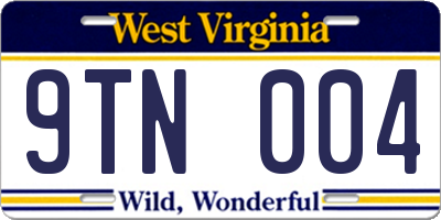 WV license plate 9TN004