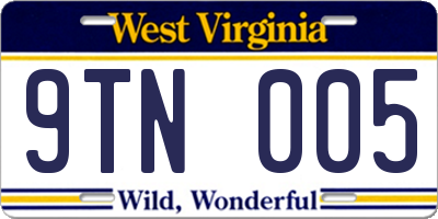 WV license plate 9TN005