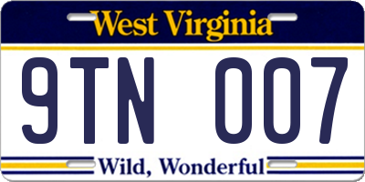 WV license plate 9TN007