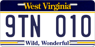 WV license plate 9TN010