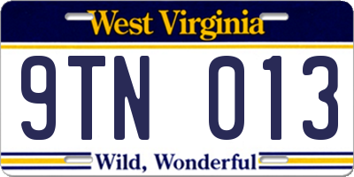 WV license plate 9TN013