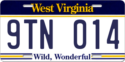 WV license plate 9TN014
