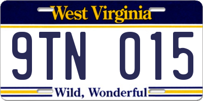 WV license plate 9TN015