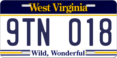 WV license plate 9TN018
