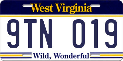 WV license plate 9TN019