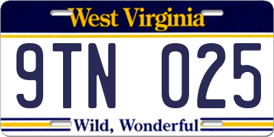 WV license plate 9TN025