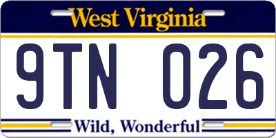 WV license plate 9TN026