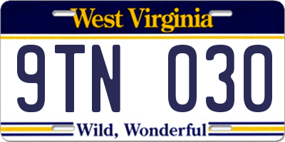 WV license plate 9TN030