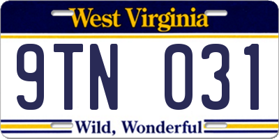WV license plate 9TN031