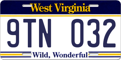 WV license plate 9TN032