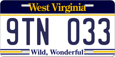 WV license plate 9TN033