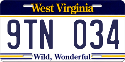 WV license plate 9TN034
