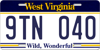 WV license plate 9TN040