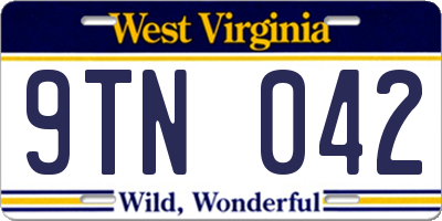 WV license plate 9TN042