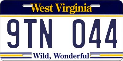 WV license plate 9TN044