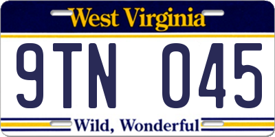 WV license plate 9TN045