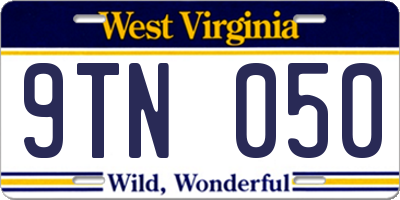 WV license plate 9TN050
