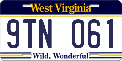 WV license plate 9TN061