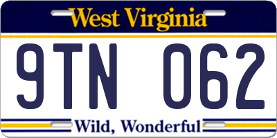WV license plate 9TN062