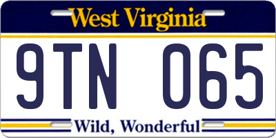 WV license plate 9TN065