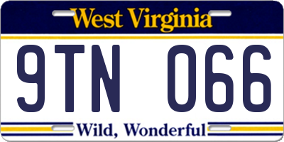 WV license plate 9TN066