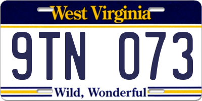 WV license plate 9TN073