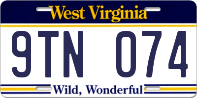 WV license plate 9TN074