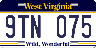 WV license plate 9TN075