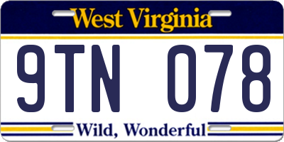 WV license plate 9TN078