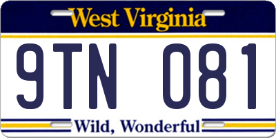 WV license plate 9TN081