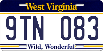 WV license plate 9TN083